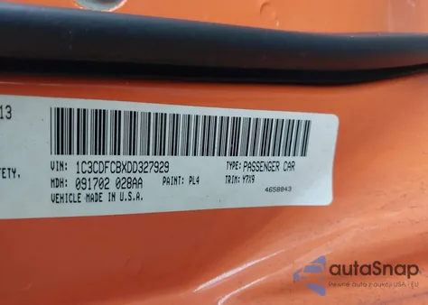 2013 Dodge Dart Gt z USA, uszkodzony, nr VIN 1C3CDFCBXDD327929